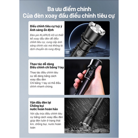 Đèn pin zoom KLARUS A3
