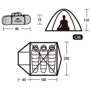 Lều 3 người khung nhôm Naturehike P-series NH18Z033-P