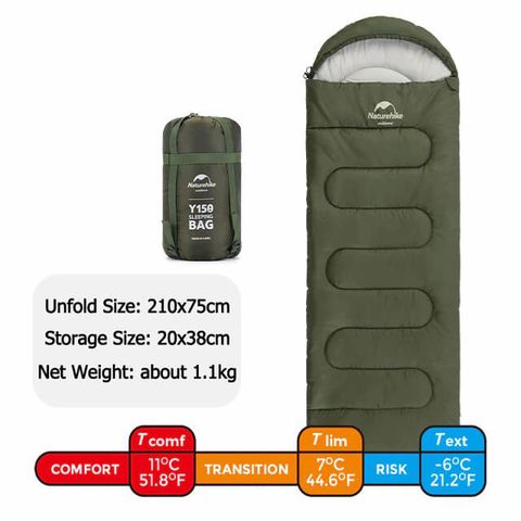 Túi ngủ dã ngoại có nón Y150 Naturehike NH21MSD08