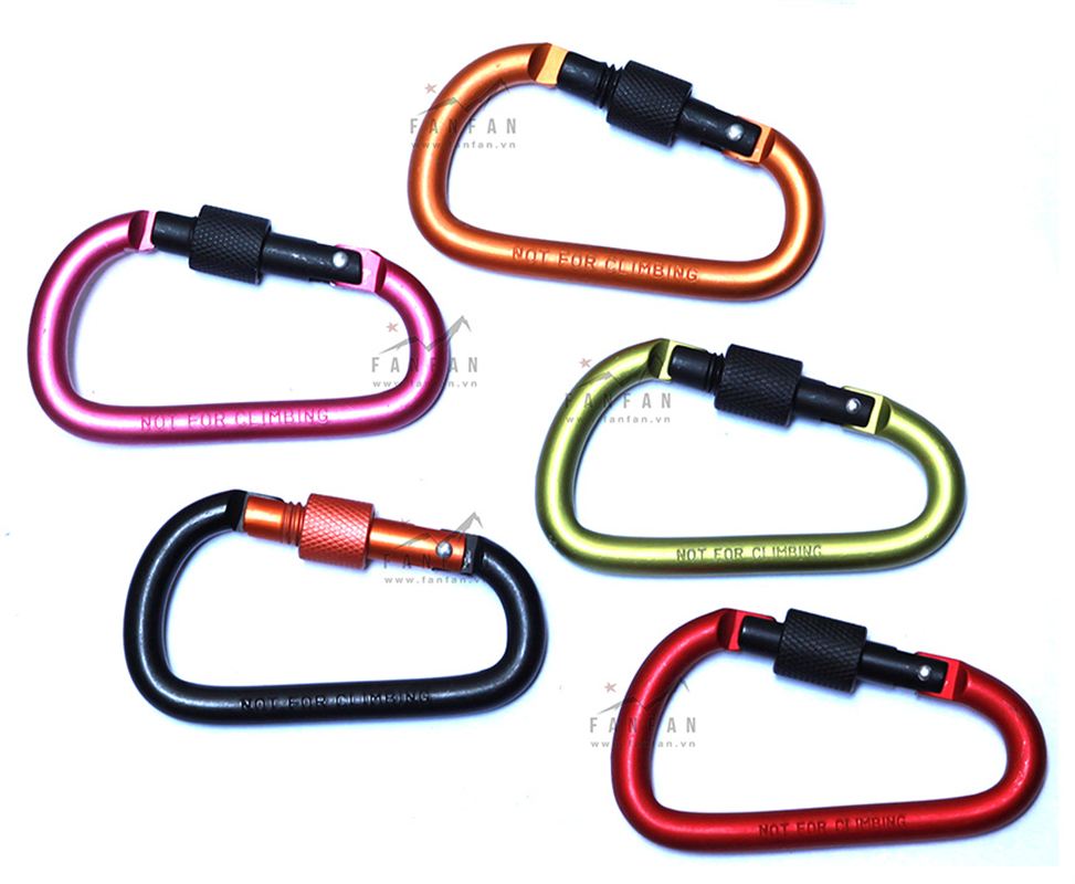 Móc đa năng Carabiner chữ D khoá xoay 8cm