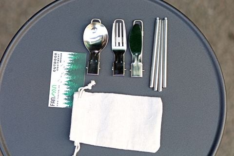 Bộ đồ bàn ăn dã ngoại 4 món (dao, muỗng, nĩa, đũa) xếp gọn Vultura VTR-TW2403