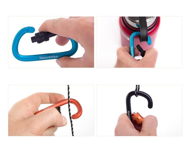 MÓC NHÔM CARABINER KHOÁ VẶN NATUREHIKE 8CM NH15A008-D