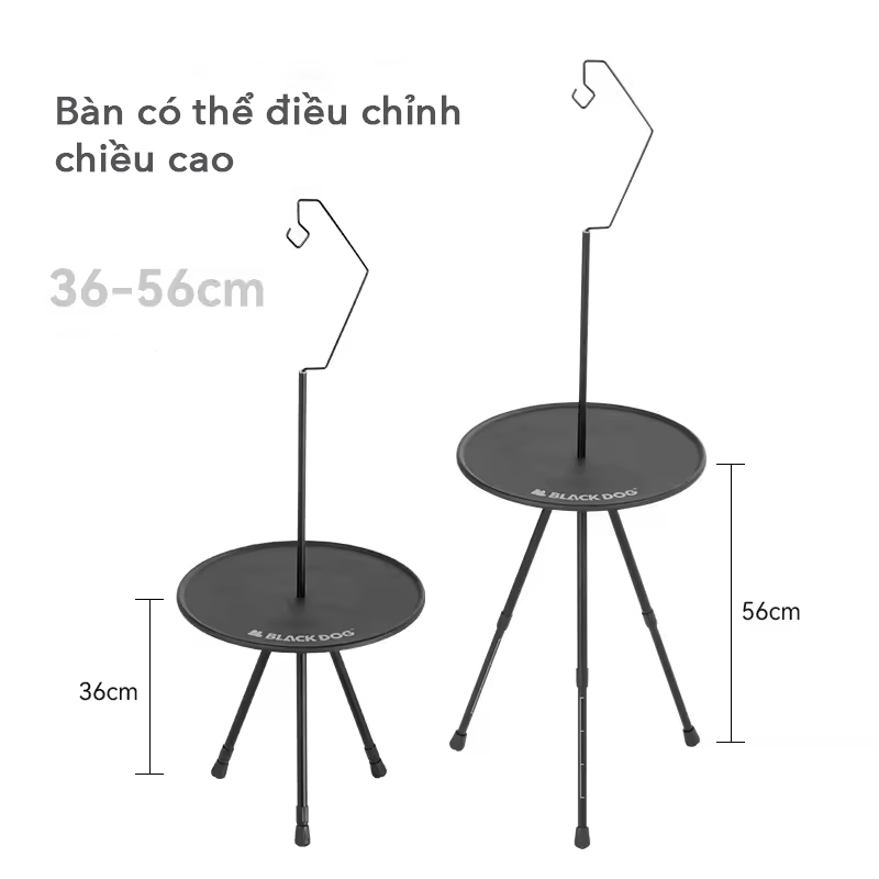 Bàn tròn mini xếp gọn kèm chân treo đèn Blackdog CBD2300JJ028