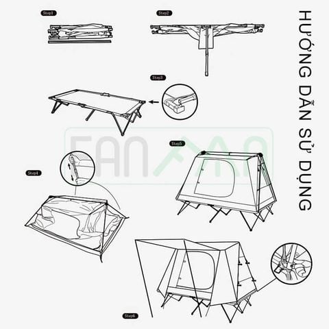 Lều tự bung 1-2 người Naturehike CNH22ZP001 dùng được với sàn (cot) cao cách đất