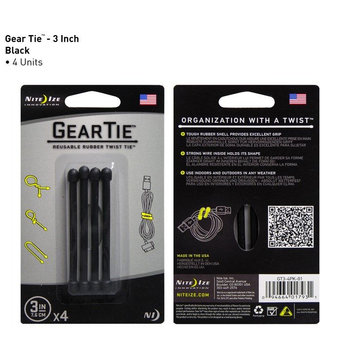 Bộ 4 Thanh buộc đồ GEAR TIE® RUBBER TWIST TIE™ 3