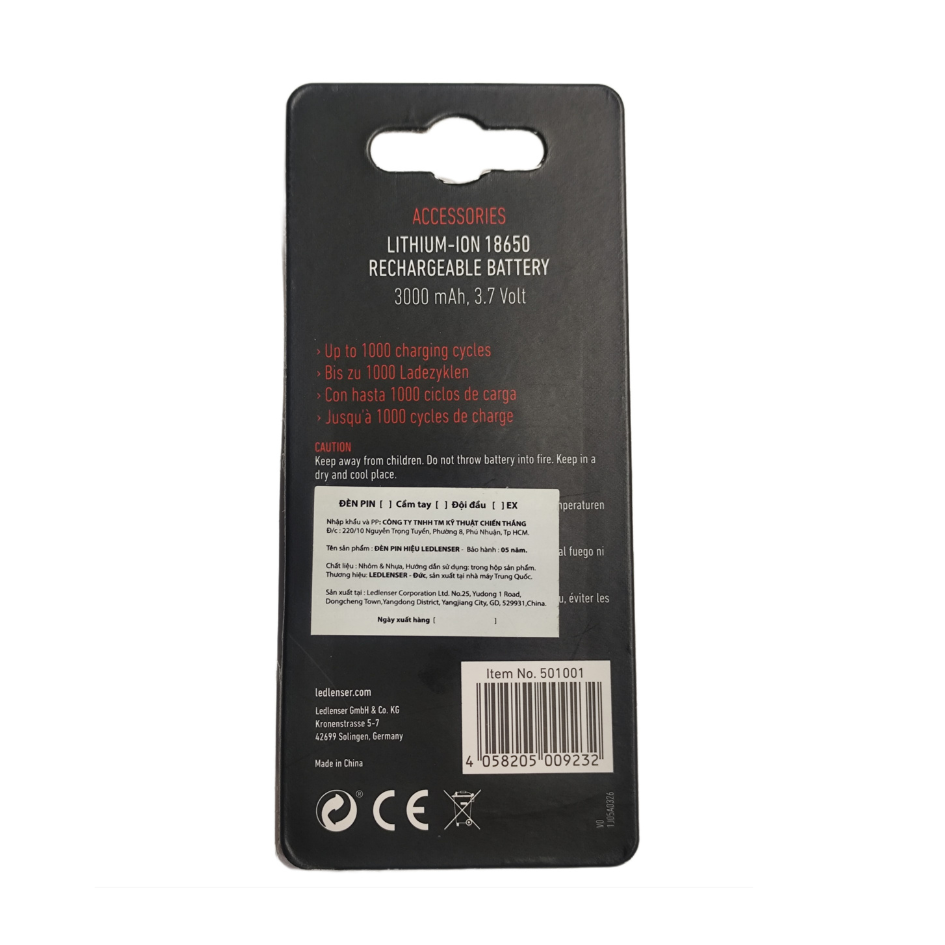 Pin sạc Ledlenser 18650 3000mAh 501001