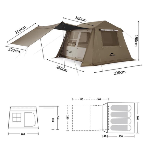 Lều Glamping tự bung 5-6 người Naturehike Village 6.0 CNK2300ZP021