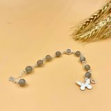  Vòng Tay Đá Xà Cừ Mix Charm Cánh Bướm Bạc 
