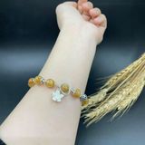  Vòng tay thạch anh tóc vàng VIP mix charm bạc 
