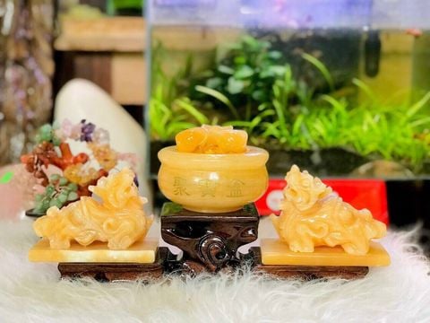 Combo Tượng Tỳ Hưu Chầu Bát Tụ Bảo Ngọc Hoàng Long