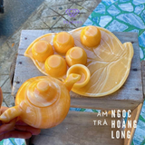  Bộ ấm chén ngọc hoàng long (khay hình lá) 