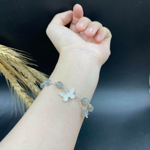 Vòng Tay Đá Xà Cừ Mix Charm Cánh Bướm Bạc