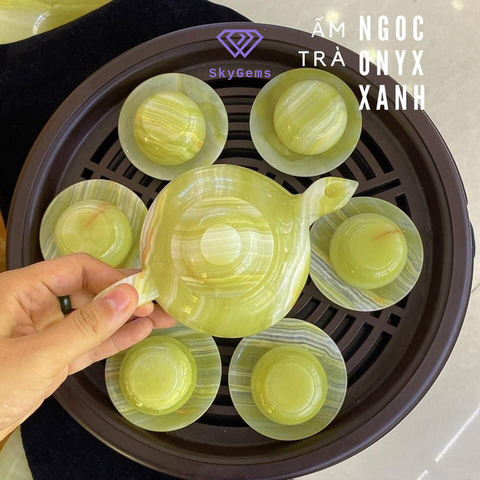  Bộ ấm chén ngọc Onyx xanh 