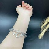  Vòng tay đá xà cừ mix charm bạc đôi 