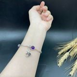  Vòng Đá Thạch Anh Tím Mix Charm Bạc 