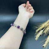  Vòng Đá Thạch Anh Tím Mix Charm Bạc 