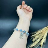  Vòng tay đá aquamarine mix lu thống và charm bạc 