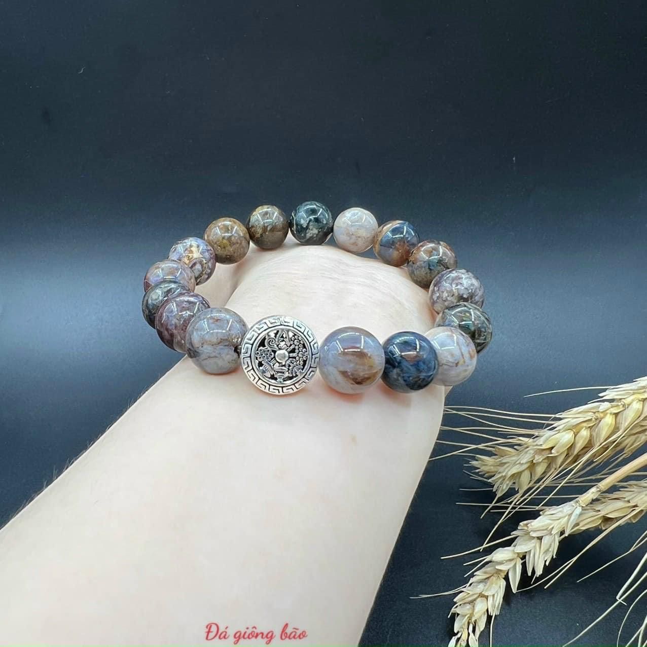  Vòng Tay Nam Đá Giông Bão mix charm 