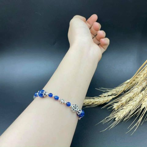 Vòng tay Kyanite mix charm bạc