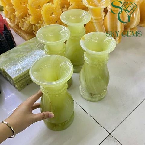 Bình Hoa Phong Thủy Ngọc Onyx xanh 20cm