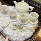  Bộ Ấm Chén Ngọc Onyx Trắng 50cm 