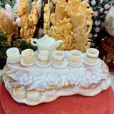 Bộ ấm chén ngọc Onyx trắng nguyên khối VIP 