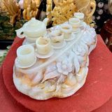 Bộ ấm chén ngọc Onyx trắng nguyên khối VIP 