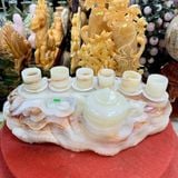  Bộ ấm chén ngọc Onyx trắng nguyên khối VIP 