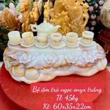  Bộ ấm chén ngọc Onyx trắng nguyên khối VIP 