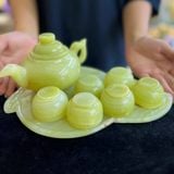  Bộ ấm chén ngọc onyx xanh hình chiếc lá 