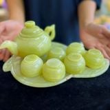  Bộ ấm chén ngọc onyx xanh hình chiếc lá 