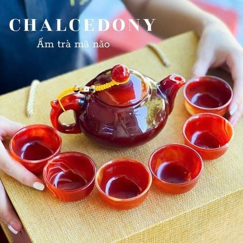 Bộ Ấm Chén Trà Ngọc Mã Não Đỏ