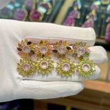  Bông Tai Bạc 925 Đính Đá Tourmaline Màu 
