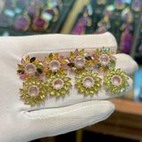  Bông Tai Bạc 925 Đính Đá Tourmaline Màu 