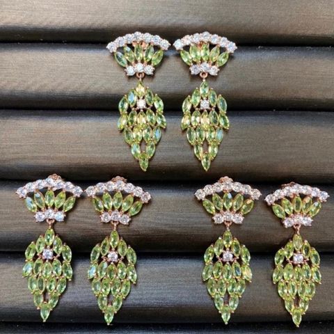 Bông Tai Bạc 925 Đính Đá Tourmaline Xanh