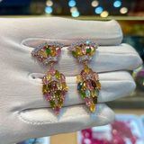  Bông Tai Bạc 925 Đính Đá Tourmaline Mẫu Dài 
