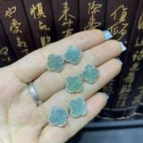  Bông Tai Cỏ 4 Lá  Đá Quý Bọc Bạc 