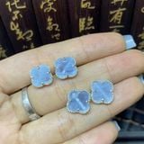  Bông Tai Cỏ 4 Lá  Đá Quý Bọc Bạc 