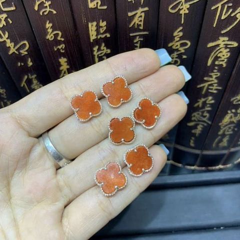 Bông Tai Cỏ 4 Lá  Đá Quý Bọc Bạc