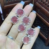  Bông Tai Hoa Mẫu Đơn Đá Quý Bọc Bạc 