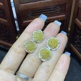  Bông Tai Hoa Mẫu Đơn Đá Quý Bọc Bạc 