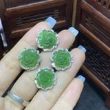  Bông Tai Hoa Mẫu Đơn Đá Quý Bọc Bạc 