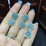  Bông Tai Hoa Mẫu Đơn Đá Quý Bọc Bạc 