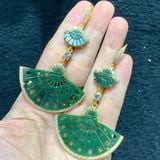  Bông Tai Quạt Ngọc Bích Bọc Bạc Xi Vàng 