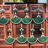  Bông Tai Quạt Ngọc Bích Bọc Bạc Xi Vàng 