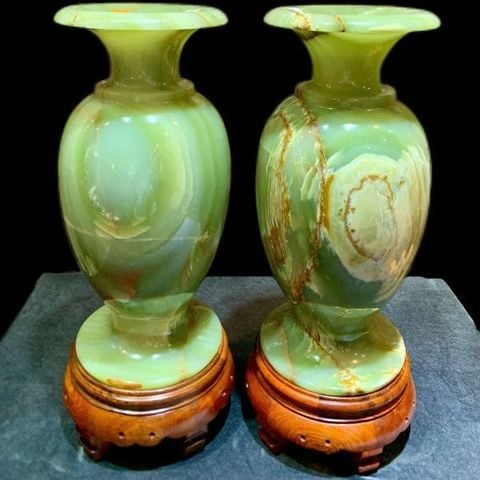 Cặp Lục Bình Ngọc Onyx Xanh 40x18cm