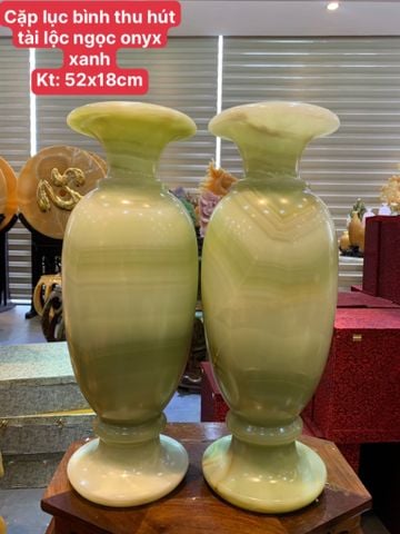 Cặp Lục Bình Ngọc Onyx Xanh 52x18cm