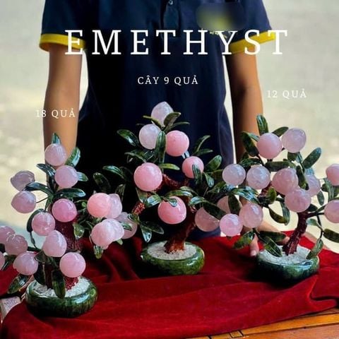 Cây Đào Thạch Anh Hồng 9 Quả 28cm