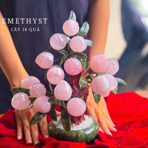 Cây Đào Thạch Anh Hồng 18 Quả 28cm