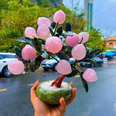 Cây Đào Thạch Anh Hồng 18 Quả 28cm